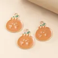 Gold-plated alloy orange fruit enamel charms for DIY handmade necklaces and bracelets. - Orange Shape Pendant (9101-AB3701) / 1 Piece