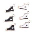 Breloques chaussures toile alliage noir blanc accessoires bijoux DIY pendentifs lot - Forme de chaussure en toile / 1 Pièce / Noir et blanc mixte