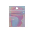 Colorful holographic ziplock bag detail showing laser reflective surface and hanging hole. - 100 Pieces/Pack (6*8cm)