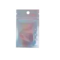 Detailed shot of holographic resealable ziplock bag with translucent window and hang hole. - 100 Pieces/Pack (6*10cm)