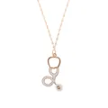 Gold nurse stethoscope necklace with white enamel pendant, simple medical jewelry. - White Stethoscope Nurse Series Style