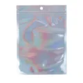 Holographic ziplock pouch detail view, ideal for small accessories and jewelry packaging. - 100 Pieces/Pack (14*20cm)