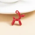 Red metal balloon dog pendant detail shot, DIY jewelry making charm for necklace bracelet earrings. - 10 Pieces Pack / Red