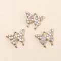 Detailansicht goldenen Strass Schmetterlingsanhänger für DIY Schmuckherstellung Zubehör. - Bunter Diamant Schmetterling / 1 Stück/Packung / Gold