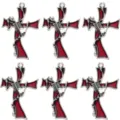 Colgante de cruz estilo barroco calavera esmalte rojo accesorios de joyería DIY 6pcs - Dije de Cruz Calavera Plata Rojo
