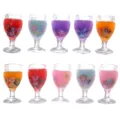 Miniatura cóctel copa vino dijes resina DIY funda teléfono accesorios manualidades 10pcs - Copas de vino de colores mezclados