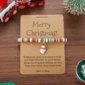Weihnachten Polymer Clay Perlen Armband mit Schneemann Anhänger und festlicher Wunschkarte. - Schneemann