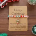 Pulsera de cuentas heishi de navidad con colgante de árbol tarjeta de deseos festivos - Árbol de Navidad