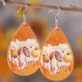 Boucles d'oreilles pendantes en cuir PU citrouille automne Thanksgiving mode bijoux femme - Style Café Citrouille Automne (1791)