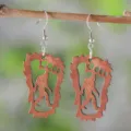 Hölzerne Bigfoot Fußabdruck Ohrringe, witziges Sasquatch Silhouette Design, leichter Ohrschmuck. - Bigfoot Fußabdruck Hohl Stil (SHE3144)
