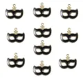 Black enamel masquerade mask alloy pendant gold rim DIY jewelry necklace accessory details - 10 Pieces/Pack / Black