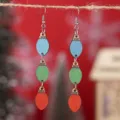 Orecchini a lampadina di Natale in legno, orecchini pendenti colorati tripli per regali festivi. - Stile Ciondolo Lampadina Colorata Tripla (SHE166)