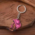 Westerse cowboylaars roze hoed sleutelhanger houten hanger stijlvolle tas bedel - Roze Cowboyhoed Laars Stijl (SRY1354-5)