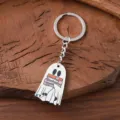 Halloween Book Ghost Keychain Cartoon Wooden Pendant Key Ring Cute Bag Hanging Accessory - Reading Style 1 (SRY1352-1)