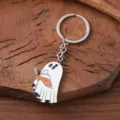 Cute Halloween Ghost Reading Book Keychain Cartoon Wood Pendant Keyring Gift Present - Reading Style 2 (SRY1352-2)