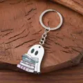 Cute reading ghost keychain, Halloween bookish charm keyring for keys and bags decor. - Reading Style 3 (SRY1352-3)