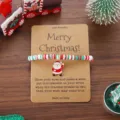 Weihnachten Tonperlen Armband mit Weihnachtsmann Anhänger und Kraftpapier Wunschkarte. - Weihnachtsmann