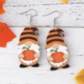 Herbst Thanksgiving Holz Zwerg Ohrringe mit süßem Kürbis Design für festlichen Schmuck. - Regulärer Stil (3312-2)