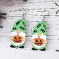 Halloween wooden gnome pumpkin earrings, cute green hat ghost pendant jewelry for festival party. - Pumpkin Gnome Style (3313-2)
