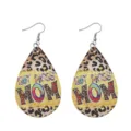 Muttertag Tropfen Leder Ohrringe mit Leo Muster und Buchstaben Grafik fur Frauen. - HOT MESS MOM Leopard Lederohrringe (Leder 2)