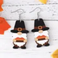 Herfst Thanksgiving houten gnoom oorbellen, schattige pompoentaart hangende sieraden. - Reguliere Stijl (3312-3)