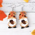 Herfst Thanksgiving Kabouter Houten Hanger Oorbellen Schattige Esdoornblad sieraden - Reguliere Stijl (3312-1)