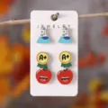 Cute wooden science beaker and smiling apple stud earrings set, perfect back-to-school gift. - Lab Flask and Apple Style