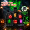 Halloween haunted house projection ornament, electric glowing and spooky sound decoration for party. - Projection House / Black Gray (Z373)