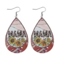 Orecchini pendenti in pelle PU con motivo MAMA leopardo e girasole regalo festa della mamma - Stile MAMA Girasole Pelle Di Mucca Leopardo (15)