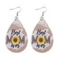 Muttertag Sonnenblume Leopardenmuster MOM PU Leder Tropfen Ohrringe Damen Schmuck - Best MOM Ever Sonnenblumen Lederohrringe (Leder 15)