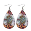 Orecchini pendenti in pelle PU con stampa girasole leopardo MAMA donna moda variante - Stile MAMA Floreale Tie-dye (6)