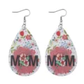 Regalo Festa della Mamma Orecchini Goccia Pelle PU Fiori MOM Stampa Gioielli Donna - Stile MOM Floreale Girasole (13)