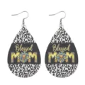 Orecchini in pelle a goccia Blessed MOM leopardati, elegante regalo festa della mamma. - Stile Blessed MOM Leopardo (16)