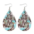 Regalo festa della mamma stampa leopardata girasole orecchini pendenti in pelle PU donna - Stile Patchwork MAMA Multistrato (19)