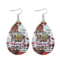 Orecchini Goccia Pelle PU Girasole Mucca Festa Mamma Modello Lettera Variante SKU - Stile MOM Ispiratore Pelle Di Mucca Retrò (20)