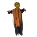 Halloween hanging pumpkin ghost decoration with glowing green face and sound for scary party props. - 140x100cm Swinging Pumpkin Hanging Ghost / Orange Black Rag Robe Style