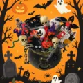 Halloween skeleton skull bouquet cauldron decoration set for spooky party props and gifts - Bouquet Bucket 5 / Z354
