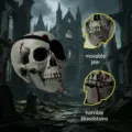 Gruseliger Halloween Totenkopf Deko mit beweglichem Kiefer und Blutspitzen für Party. - Piraten-Totenkopf (Z361) / Neue Nr. 8 Größe