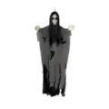 Decoración de Fantasma Colgante Halloween Gris Bruja Accesorio Fiesta Terror LED - Fantasma Femenino de Cabello Largo Gris