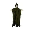 Decoración de fantasma colgante de Halloween con calavera y capa verde desgarrada. - Fantasma Femenino de Cabello Largo Verde