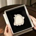 Wooden embroidery frame DIY accessory, white gift box variant, natural wood finish design. - Ghost / 8x7.3cm (9g)