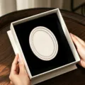 Wooden oval embroidery frame DIY blank with white gift box and black velvet interior lining - Oval
