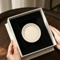Wooden round DIY frame for embroidery patch and fridge magnet, elegant gift box packaging. - Round