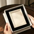 Wooden scalloped edge DIY photo frame base in gift box with velvet lining, craft accessory. - Scalloped Rectangle