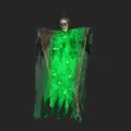 Halloween fantasma colgante luminoso cráneo con gasa verde espeluznante jardín decoración - Fantasma de esqueleto de gasa sangrienta con luz (Luz verde)