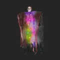 Decoración de fantasma colgante de Halloween con luces LED y diseño de calavera terrorífica. - Fantasma de esqueleto de gasa sangrienta con luz (Multicolor)