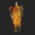 Fantasma de calavera colgante luminoso de Halloween con gasa sangrienta y luces cálidas. - Fantasma de esqueleto de gasa sangrienta con luz (Luz cálida)