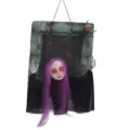 Decoración colgante de lápida de Halloween con muñeca fantasma aterradora y pelo morado. - Fantasma Femenino (N.º 5) / Z289