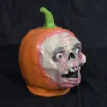 Halloween látex calabaza cráneo cabeza accesorio aterrador fiesta decoración casa encantada - Cabeza de calabaza de látex con boca abierta n.º 3 / Naranja