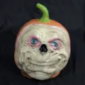 Halloween calabaza de látex cabeza cráneo aterrador accesorio decoración fiesta divertido - Cabeza de calabaza de látex con boca cerrada n.º 4 / Naranja